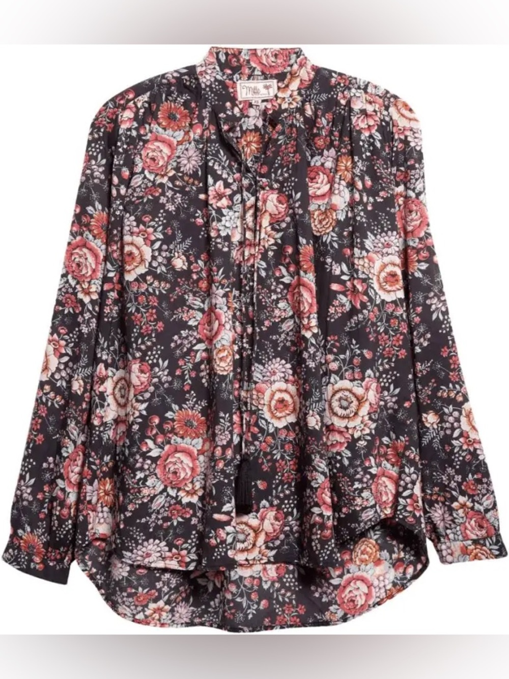 Mille Joni Floral Tie Neck Top